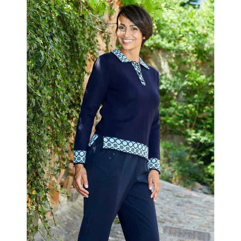 Polo ouvert dos par aimants marine Polo ouvert dos par aimants marine