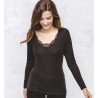 Chemise manches longues laine et soie noir