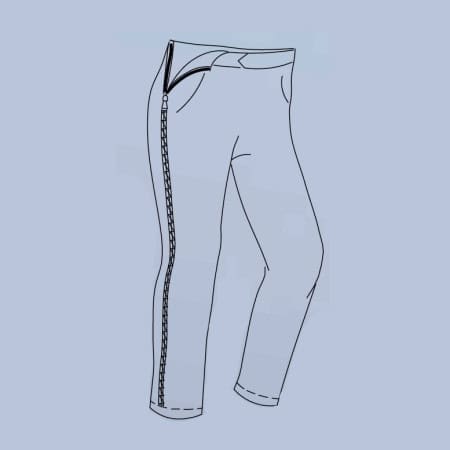 Pantalon ouverture côté du 38 au 56 schema
