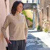 Pull chaud - femme senior - col montant - 4 boutons