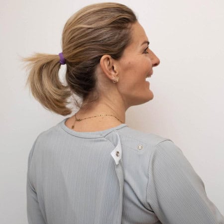 Robe dos croisé complet pressions du 38 au 56 - détail ouverture dos