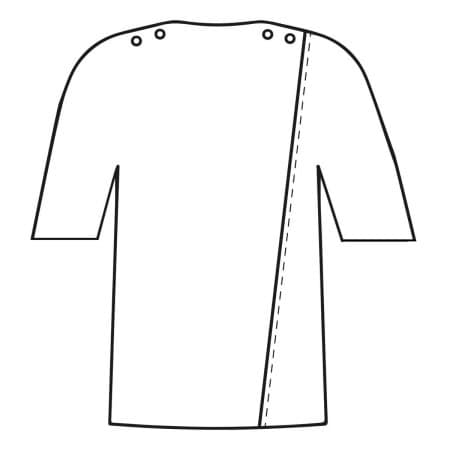 T-shirt dos croisé complet pressions du 38 au 56 - schéma ouverture dos