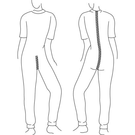 Grenouillère homme manches courtes jambes longues - schéma ouverture