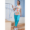 Pantalon poches brodée &amp; ceinture élastiquée LAURA