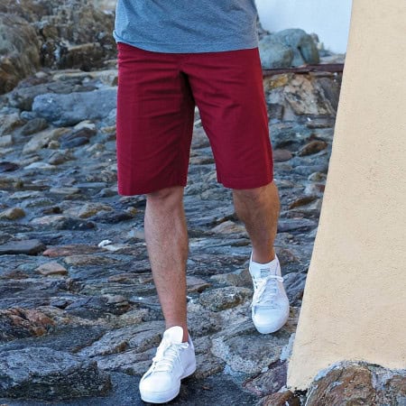 Bermuda élastiqué coton T.38 à 60 framboise face