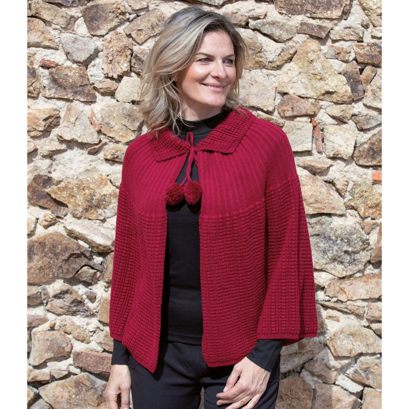 Poncho pompon 2 coloris