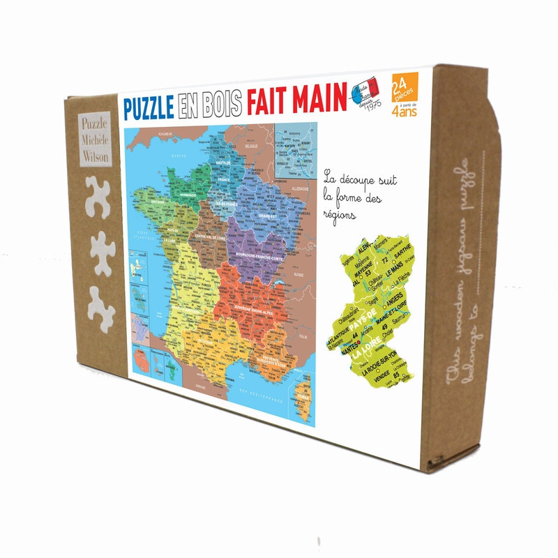 Puzzle d'art 24 grosses pièces Carte de France boîte Puzzle d'art 24 grosses pièces Carte de France boîte
