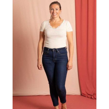 Chemise manches courtes laine et soie naturel portée