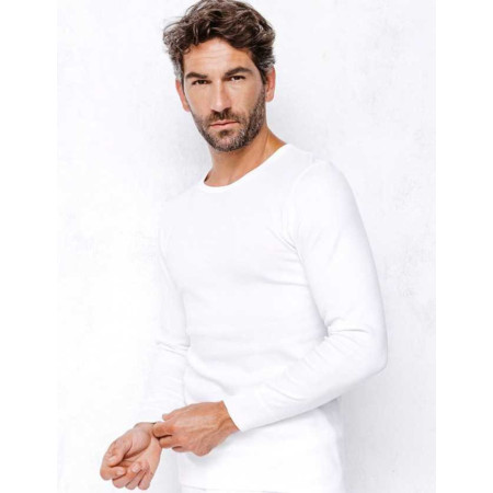 Tee-shirt homme tribothermic manches longues blanc porté