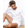 Tee-shirt homme tribothermic manches longues blanc porté assis