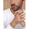 Tee-shirt homme tribothermic manches longues blanc porté zoom encolure