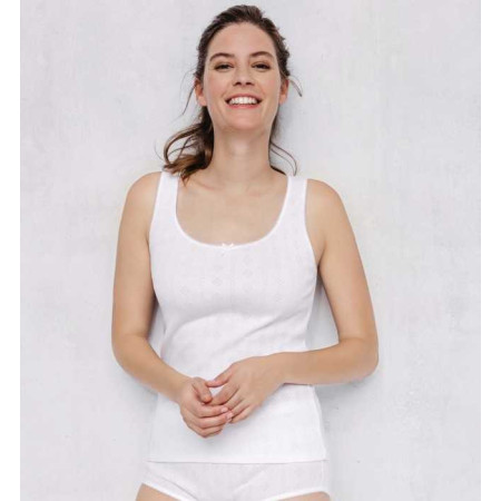 Débardeur femme coton peigné maille losange