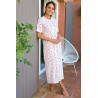 Chemise de nuit ouverte devant Manches courtes rose