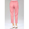 Pantacourt poches brodées élastiqué - rose ceinture dos