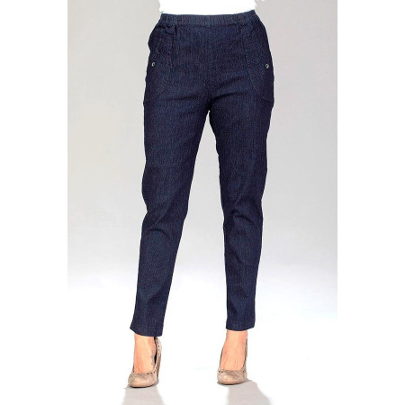 Pantalon jean's élastiqué T 34 à 60 - bleu jeans ceinture face