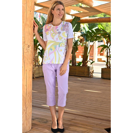 Top fleuri parme tenue