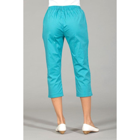 Pantacourt taille élastiquée turquoise dos