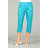 Pantacourt taille élastiquée turquoise avant