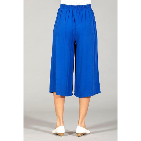 Pantacourt ceinture élastiquée bleu dos