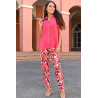 Pantalon élastiqué léger imprimé rose tenue