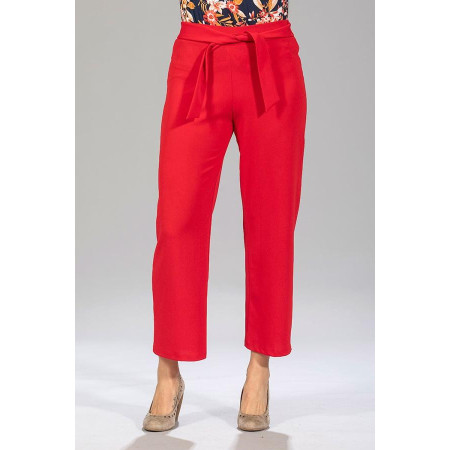 Pantalon élastiqué noeud cerise