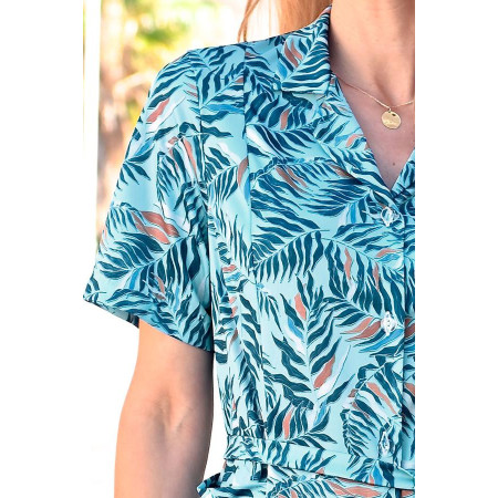 Robe ouverte devant PAULA bleu zoom