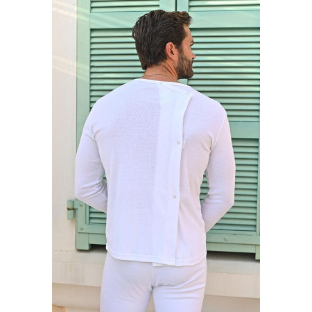 Tee-shirt homme manches longues dos croisé de dos