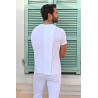 Tee-shirt homme manches courtes dos croisé blanc de dos