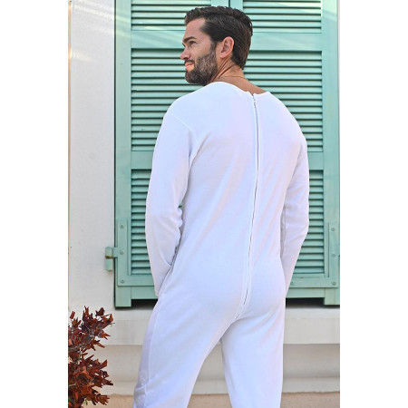 Grenouillère de nuit unie homme blanc de dos
