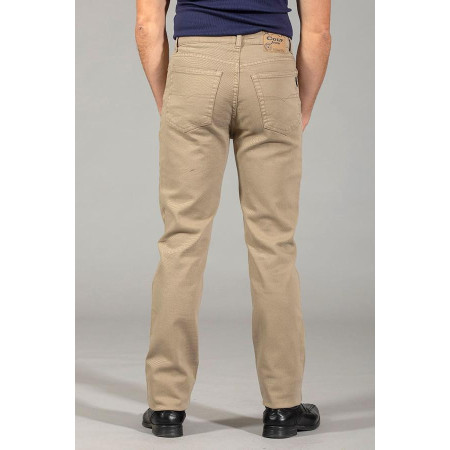Pantalon jean's beige braguette beige dos