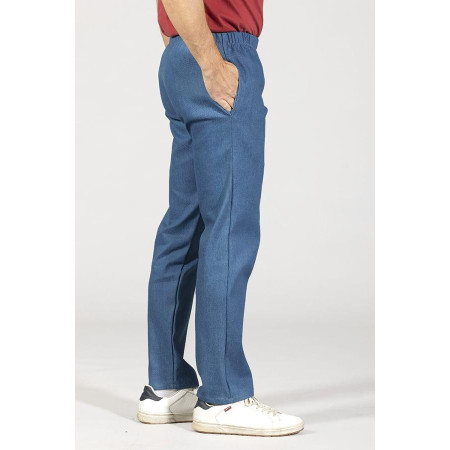 Pantalon élastiqué jean's  bleu profil