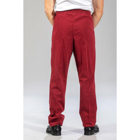 Pantalon élastiqué 2 poches cerise dos