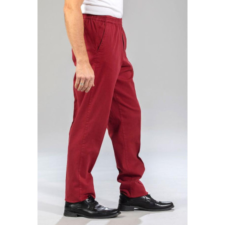 Pantalon élastiqué 2 poches cerise profil