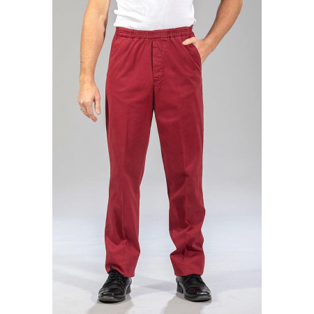 Pantalon élastiqué 2 poches cerise