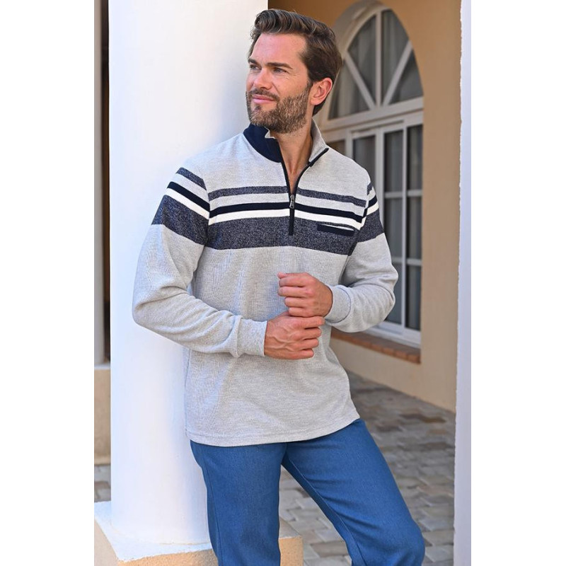 Polo gris col zippé Polo gris col zippé