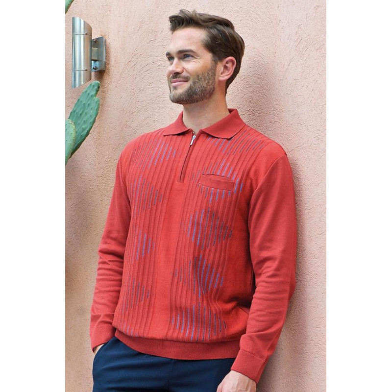 Polo col zip brique Polo col zip brique