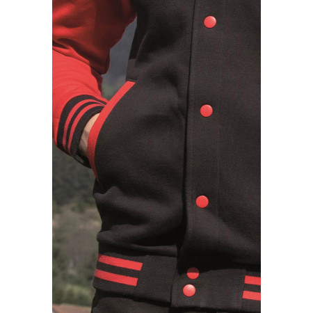 Veste fermeture pressions rouge zoom