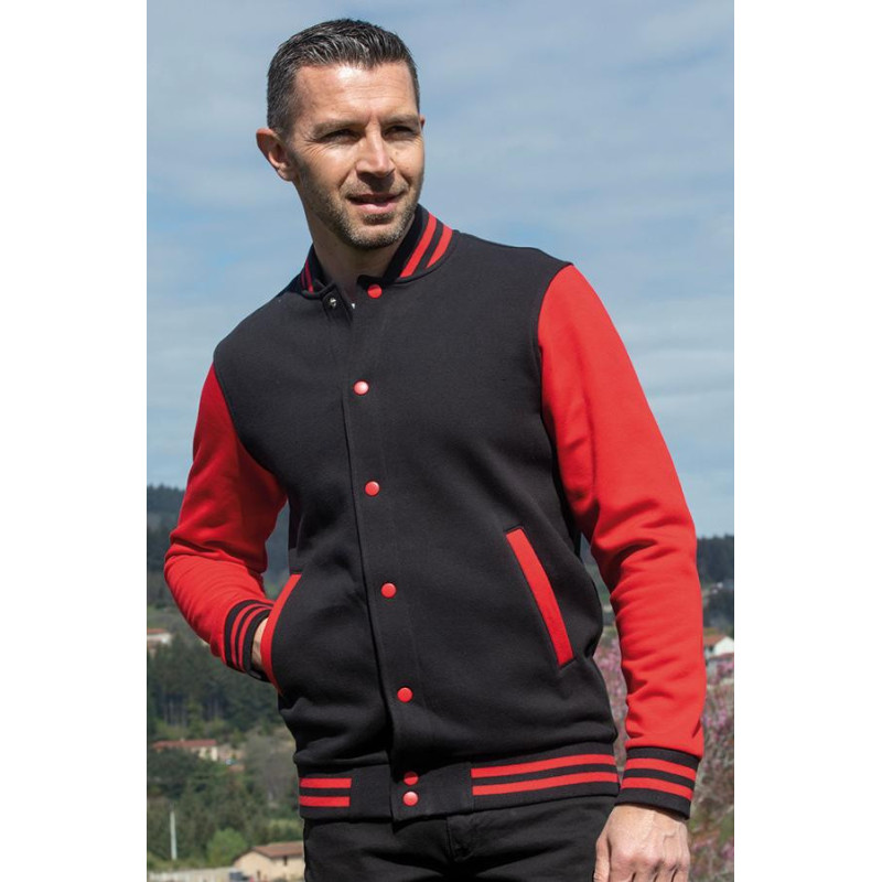 Veste fermeture pressions rouge face Veste fermeture pressions rouge face