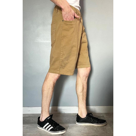 Bermuda élastiqué coton T.38 à 60 camel profil