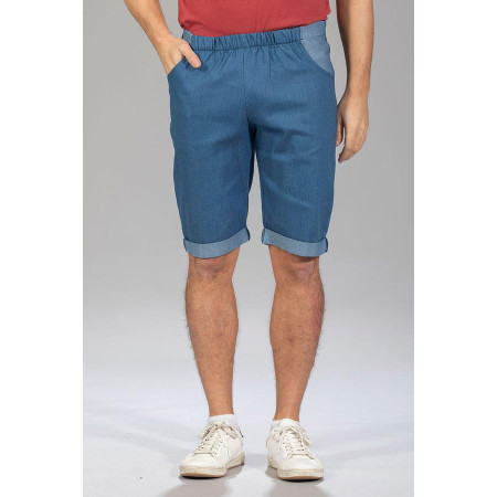 Bermuda ceinture élastique bleu