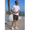 Short élastiqué ceinture confort 5 poches gris tenue