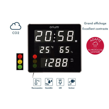 Horloge grand affichage + C02 caractéristiques