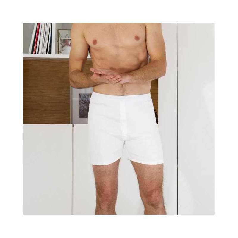 Boxer blanc coton bio porté de face 