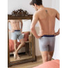 Boxer long homme coton bio confort gris chiné de dos