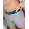 Boxer long homme coton bio confort gris chiné porté