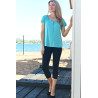 Top MC col dégagé turquoise tenue 
