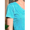 Top coton - bleu fantaisie - épaule