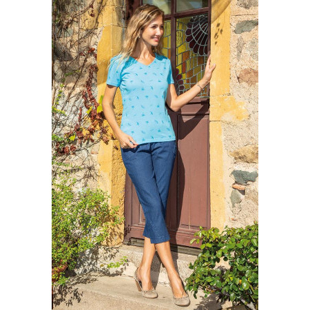 Top coton - bleu fantaisie tenue