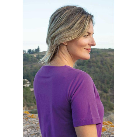Tshirt brodé coton mauve profil 