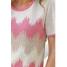 Pull manches courtes T38 à 56 - saumon - détail graphisme
